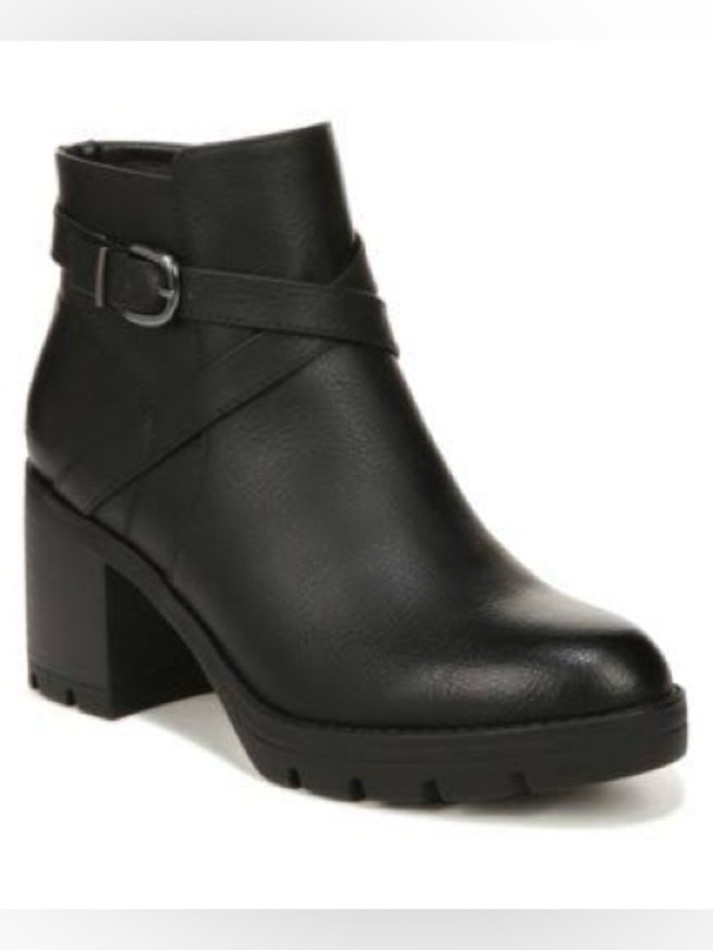 Naturalizer Madalynn Black Lug Sole Ankle Boot Size 9.5W NEW